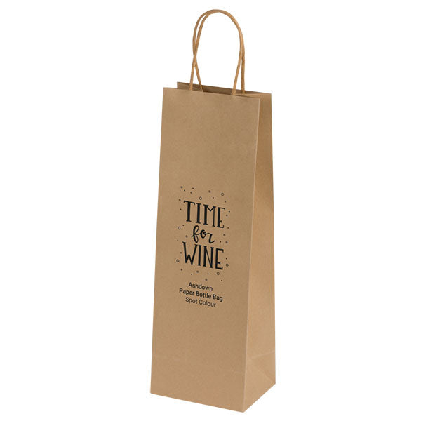 Ashdown Bottle Natural Kraft Paper Gift Bag - Spot Colour
