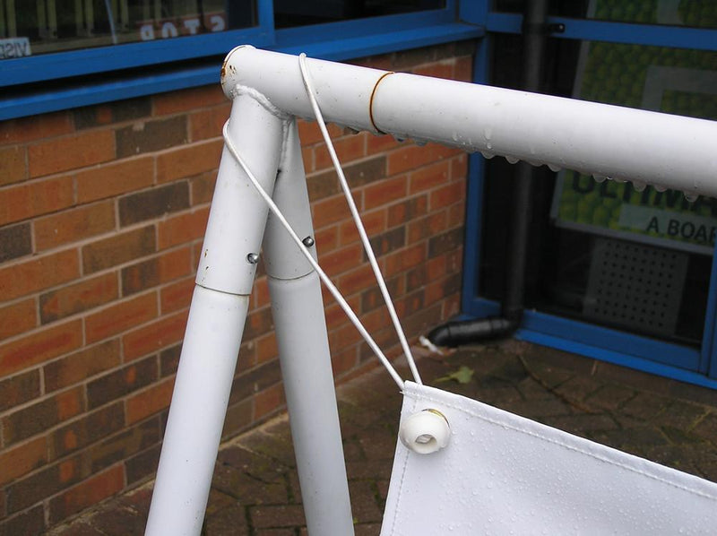 Steel banner frame with a 3m x 1m printed banner