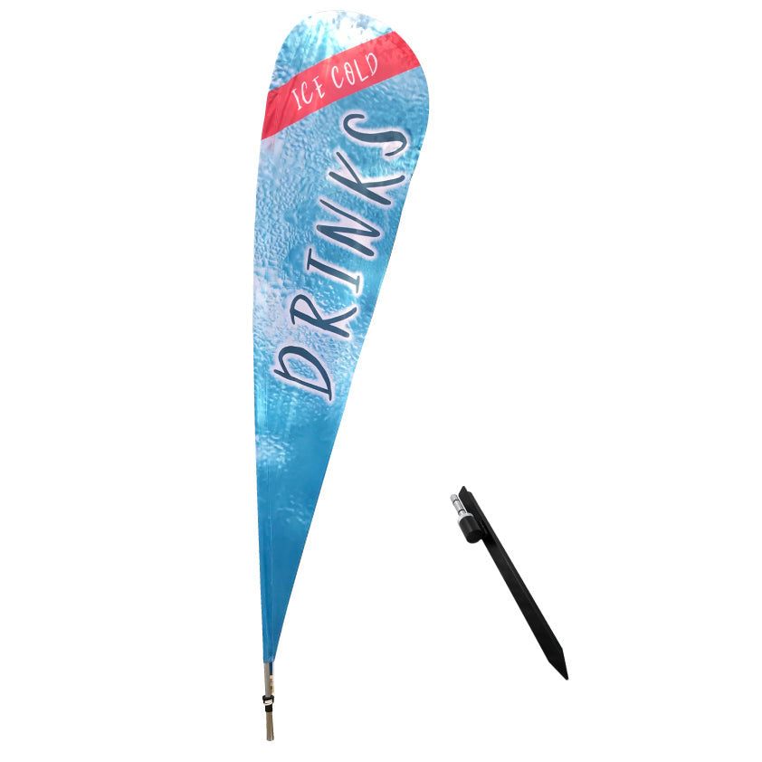 Medium teardrop flag with t-shape spike base