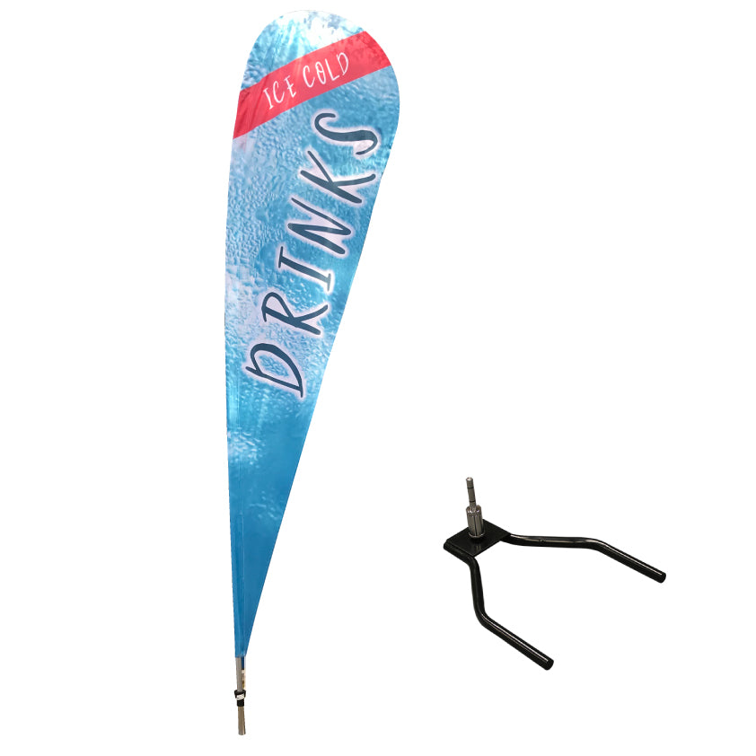 Medium teardrop flag with drive on base