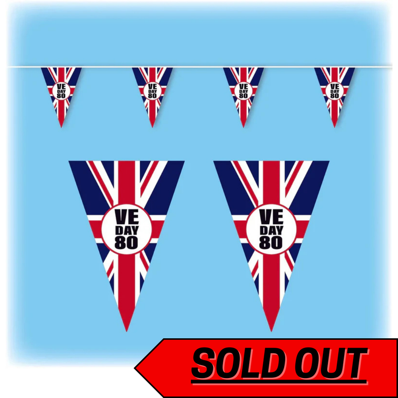VE Day Bunting Triangular - 10 metres - Design 1