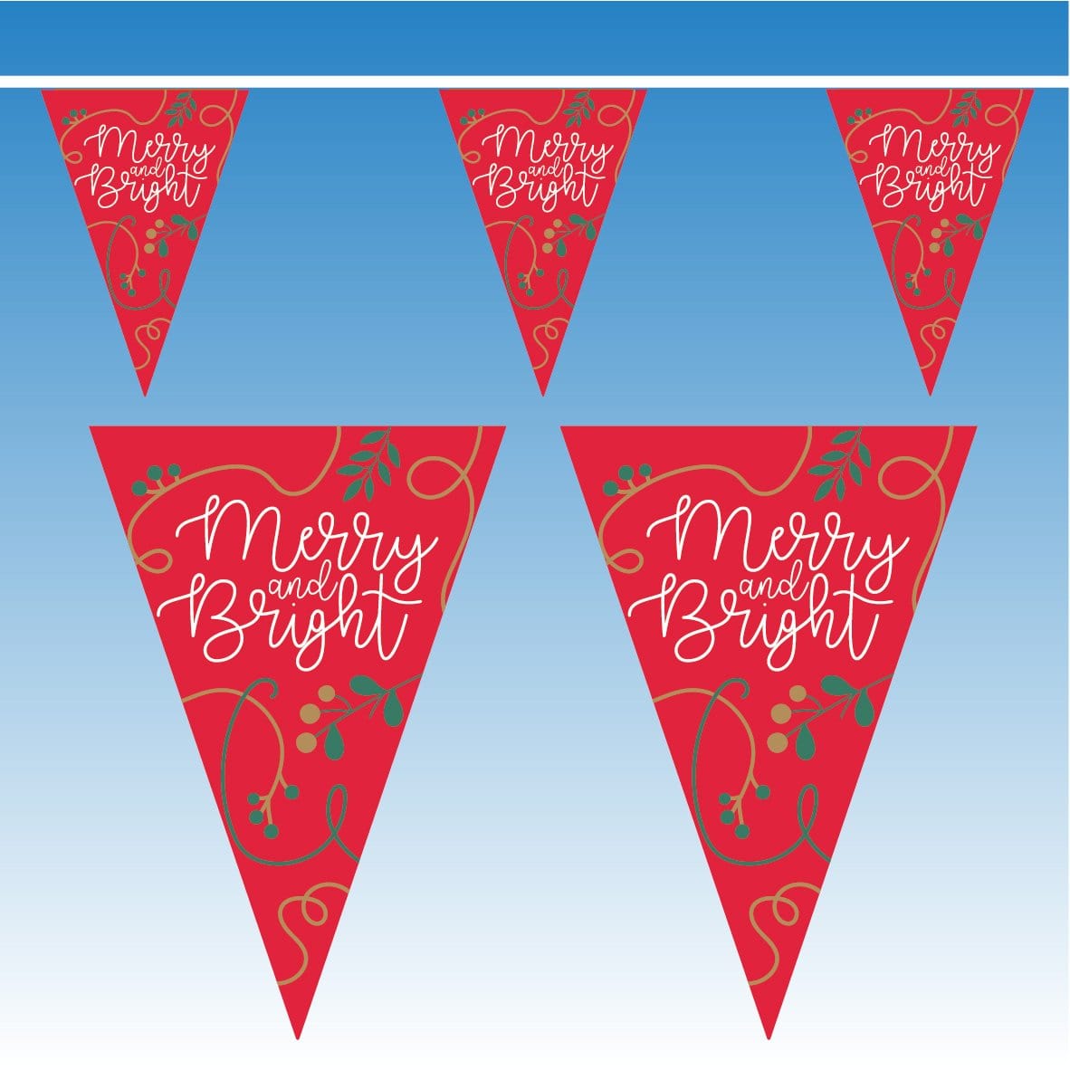 Red Merry & Bright Christmas Bunting