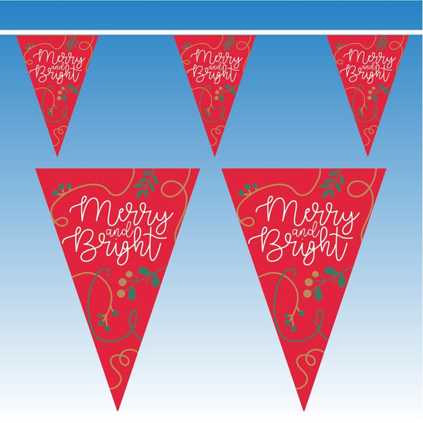 Red Merry & Bright Christmas Bunting
