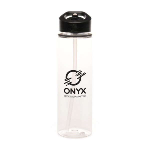 Promotional Aqueous Straight Recycled Sports Bottle 725ml - Spot Colour - Black