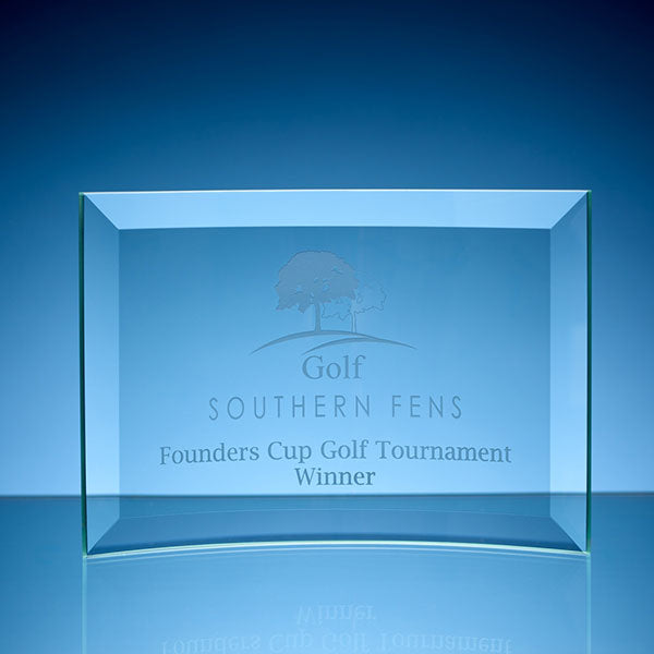 10cm x 14.5cm Jade Glass Bevelled Crescent Award