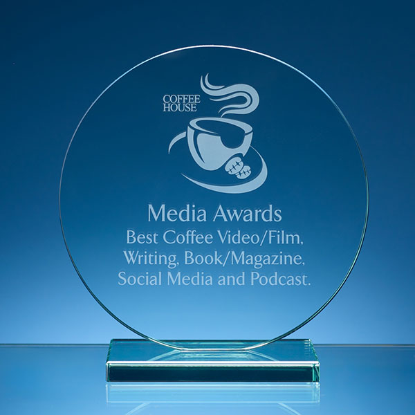 Jade Glass Circle Award - Engraved