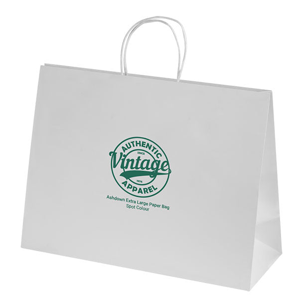 Ashdown XL White Kraft Paper Gift Bag - Spot Colour