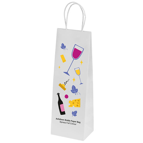 Ashdown Bottle White Kraft Paper Gift Bag - Full Colour