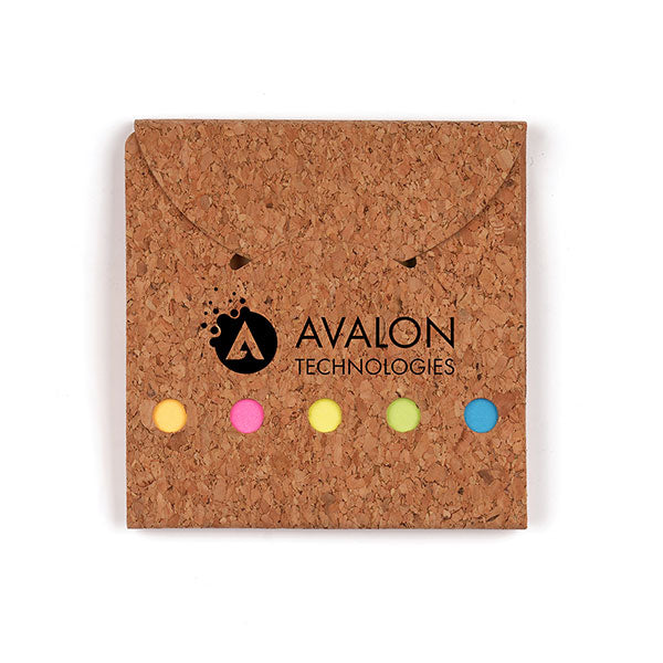 Promotional Cork Sticky Notes and Flags Set - Engraved