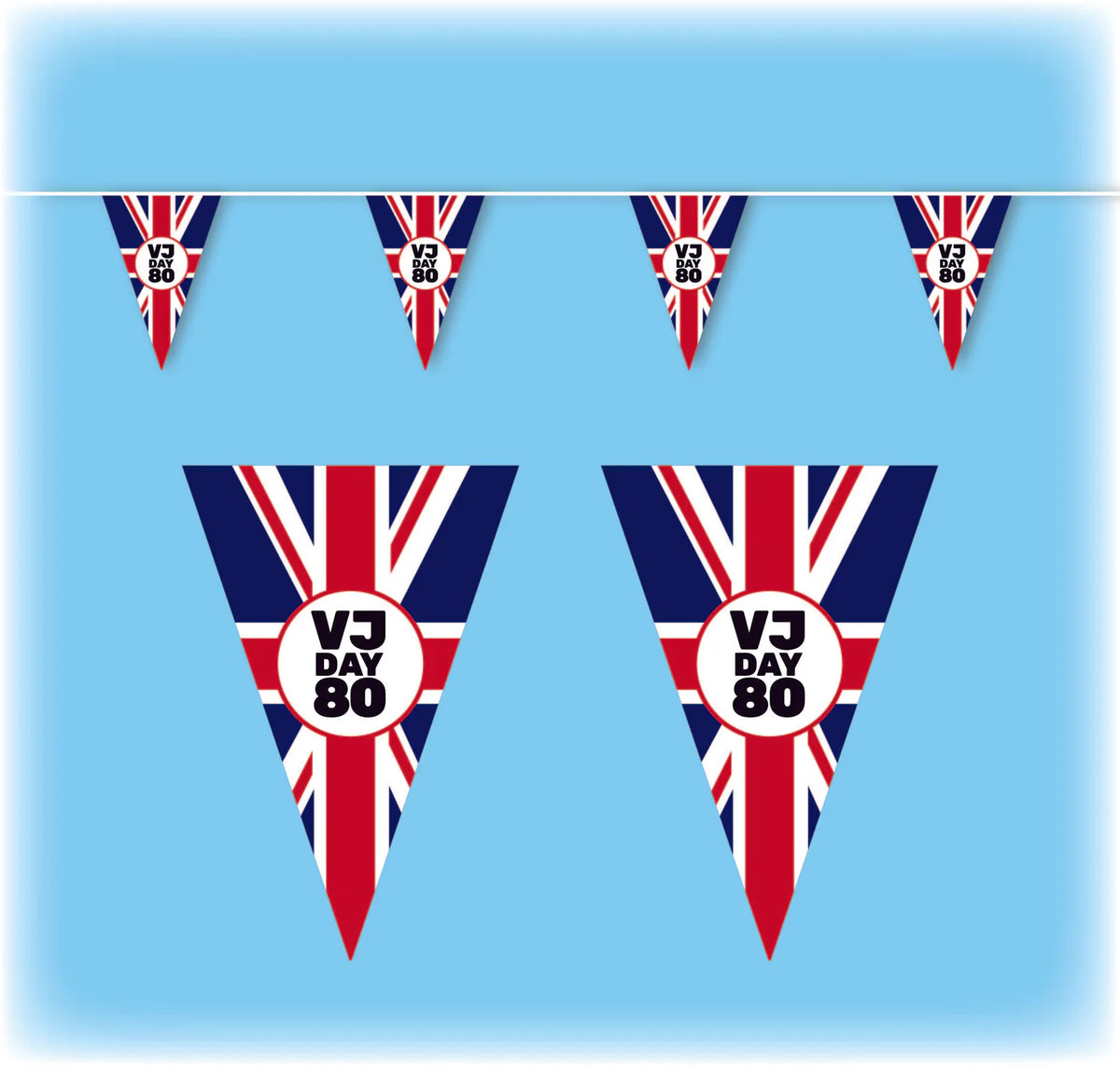 VJ Day 80 Bunting Triangular - 10 metres - Design 1