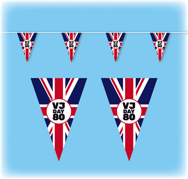 VJ Day 80 Bunting Triangular - 10 metres - Design 1