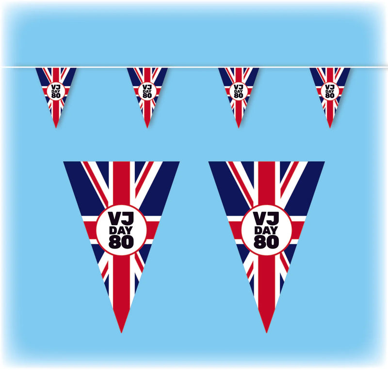 VJ Day 80 Bunting Triangular - 10 metres - Design 1