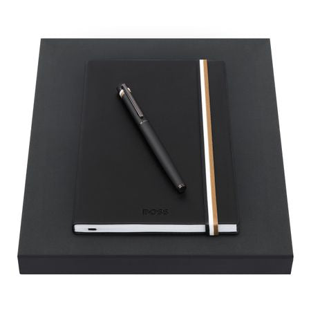 Hugo Boss Notebook and Pen Set - Black - Personalised