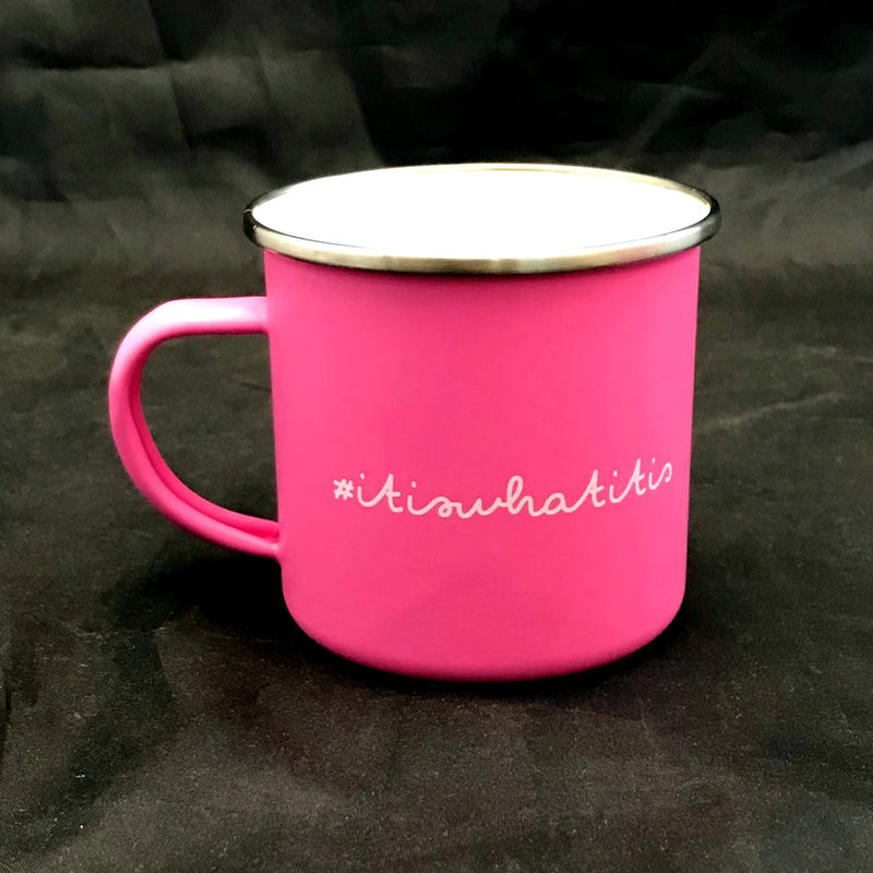 Personalised Pink Enamel Mugs