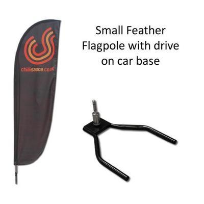Small feather flag with drive on car base