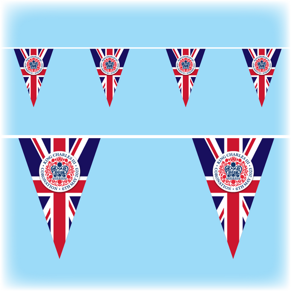 Bunting for King Charles III coronation - Official emblem on Union design