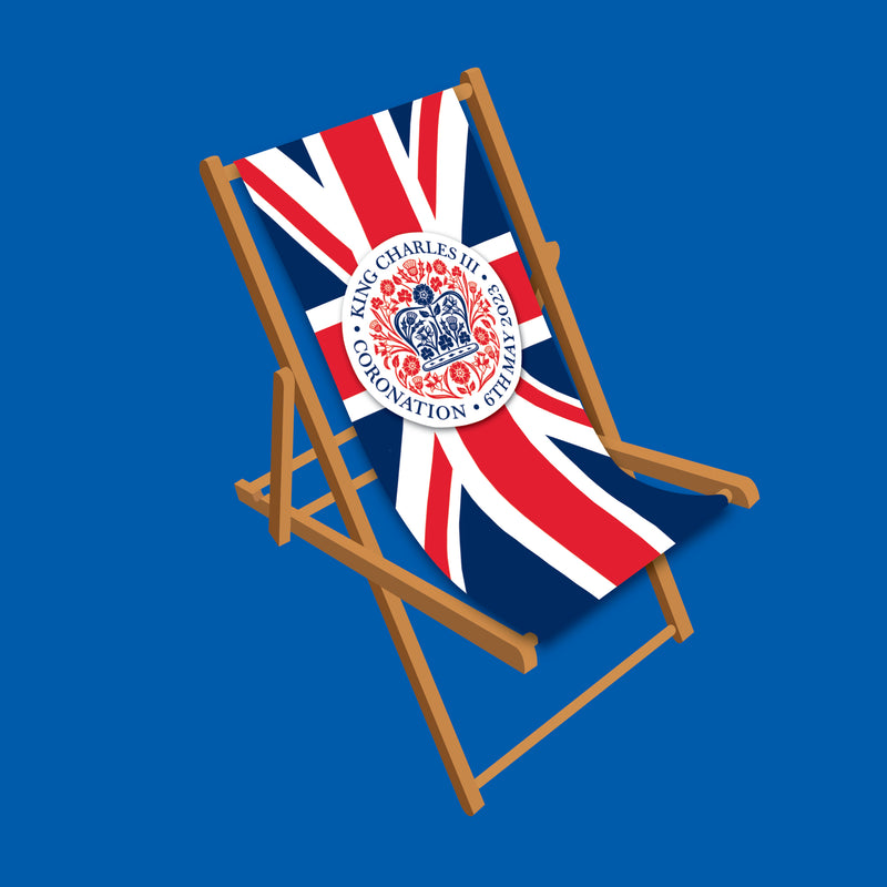 King Charles Coronation Deckchair - Official emblem on Union design