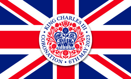 Flag for King Charles III coronation - Official Emblem on Union design