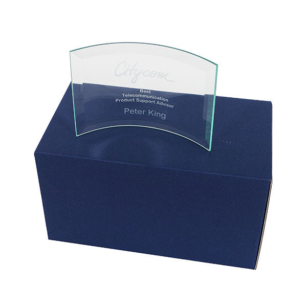 10 x 14.5cm Jade Glass Bevelled Crescent Award
