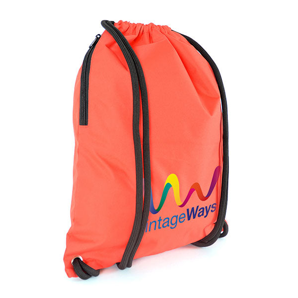 Coloured Polyester Drawstring Bag - Full Colour