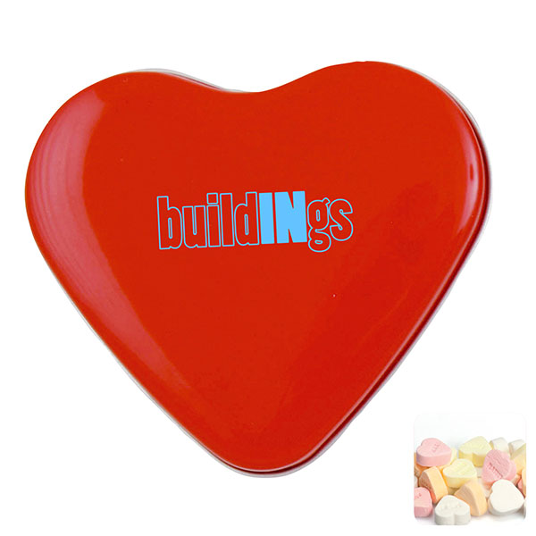 Heart Tin With Heart Sweets - Spot Colour