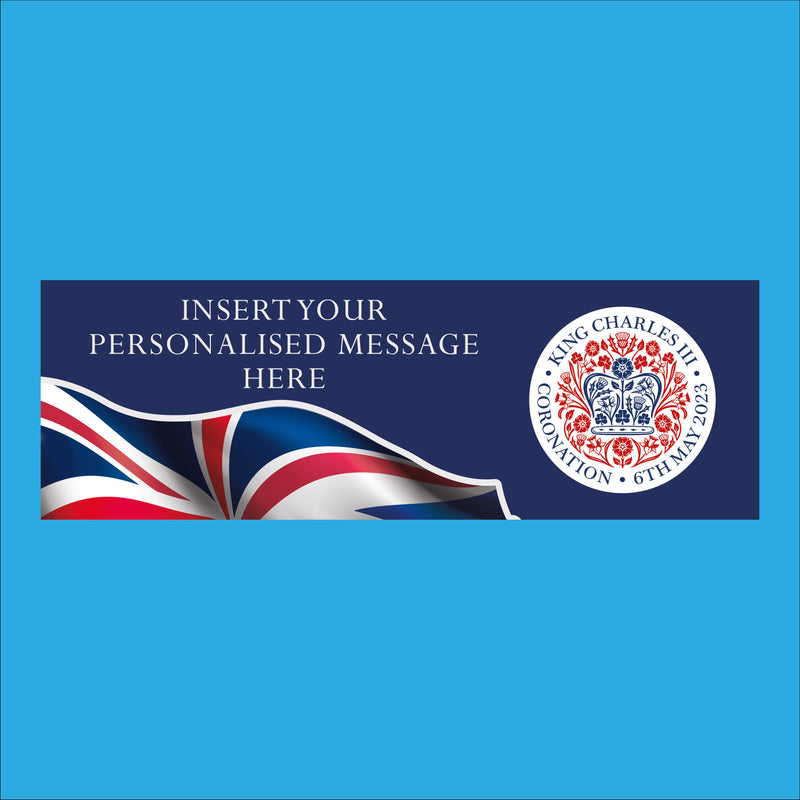 King Charles III coronation personalised banner - Blue design