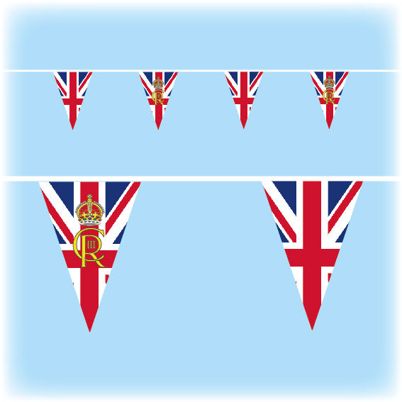 Bunting for King Charles III coronation - Royal Cypher design - Triangle