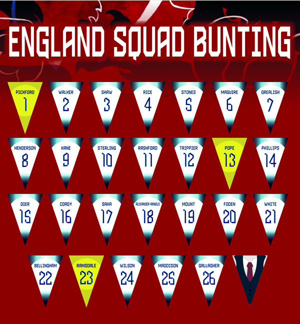England Football Team Squad Bunting