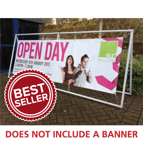 Steel banner frame