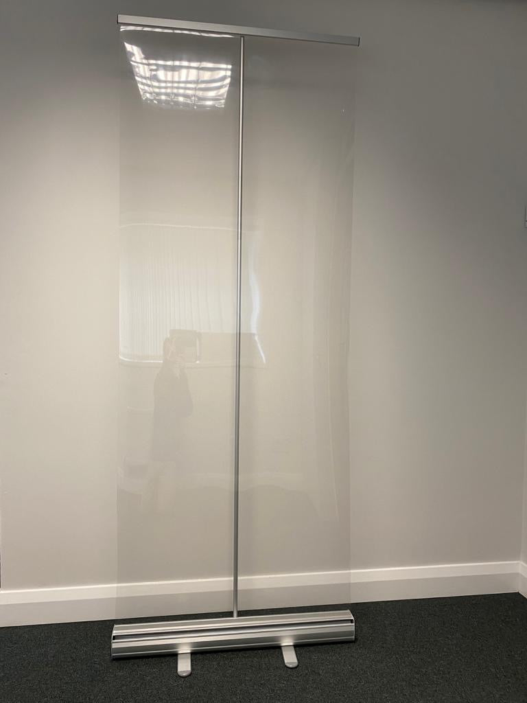 Clear retractable temporary screen